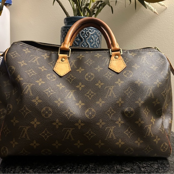 Louis Vuitton Vintage Brown Original Monogram Speedy 35 - Picture 1 of 16